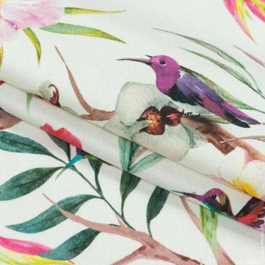 Тканини портьєрні тканини - Декоративна тканина самарканда/samarcanda колібрі, квіти рожевий