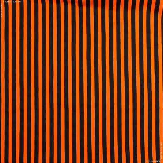 Ткани для брюк - Коттон стрейч полоска черно-оранжевый