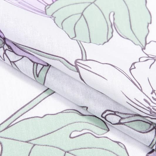 Тканини для постільної білизни - Бязь ТКЧ набивна весняний вечір фіолетово-ментоловий