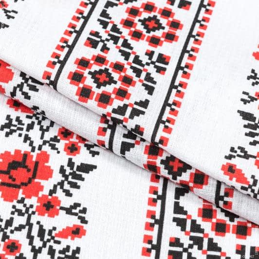 Ткани для полотенец - Ткань полотенечная вафельная набивная орнамент красный