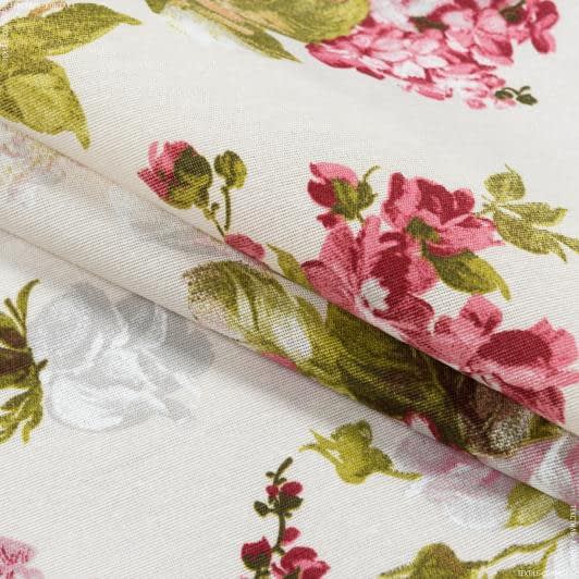 Ткани портьерные ткани - Декоративная ткань  лонета   Флорал цветы крупные / FLORAL фон молочный