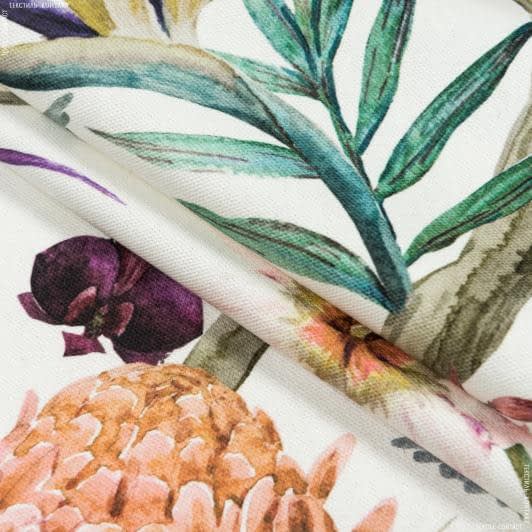Тканини портьєрні тканини - Декоративна тканина самарканда/samarcanda колібрі, квіти оранж