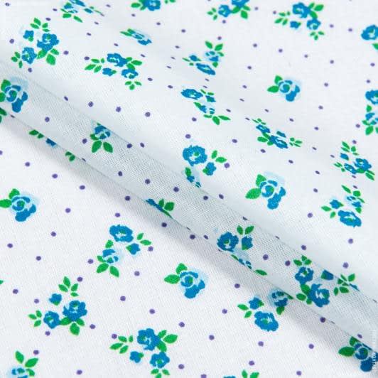 Тканини для сорочок і піжам - Ситец 67-ТКЧ квіти блакитний