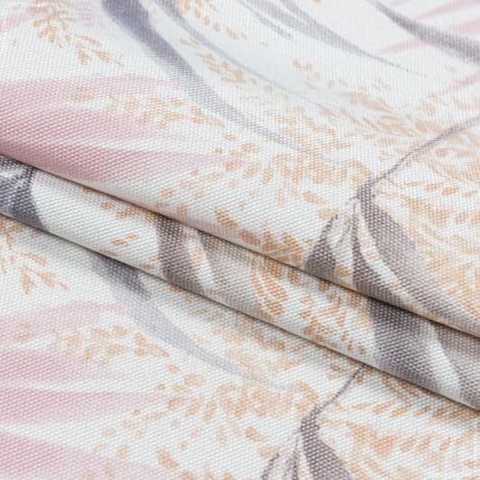 Тканини портьєрні тканини - Декоративна тканина macapa листя рожевий сірий (Recycle)