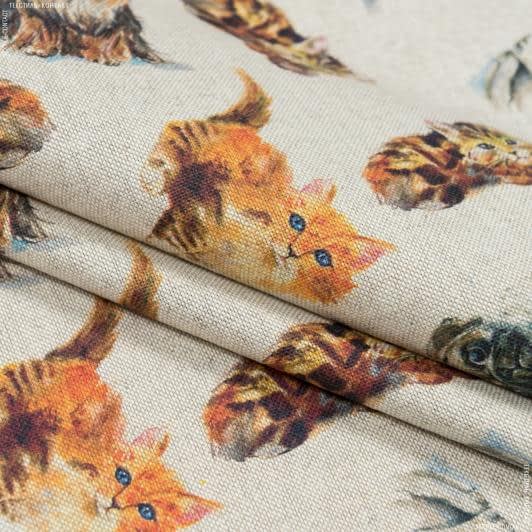 Тканини портьєрні тканини - Декоративна тканина кошки-собаки тон натуральний