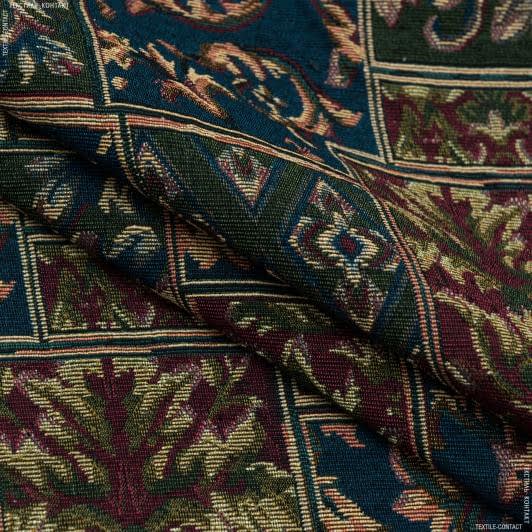 Ткани для декоративных подушек - Гобелен фреско синий,зеленый,бордо
