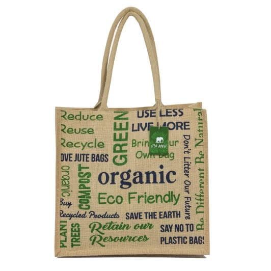 Тканини сумка шопер - Сумка джутова  шоппер organik  green (ручка 53 см)