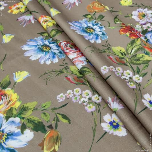 Ткани для рюкзаков -  нубук принт  букет цветов