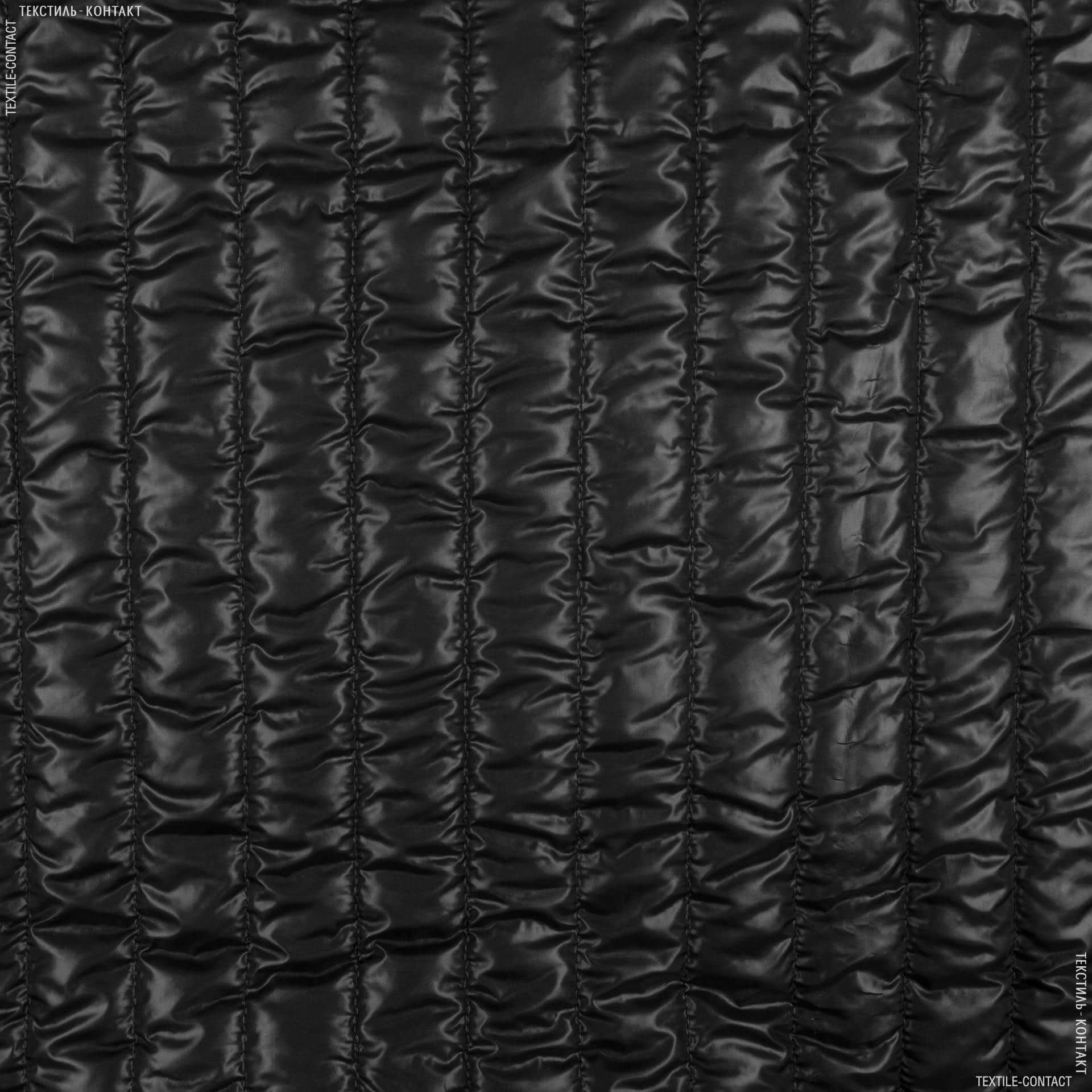 Тканини для спортивного одягу - Плащова  руби лаке стьобана з синтепоном чорний