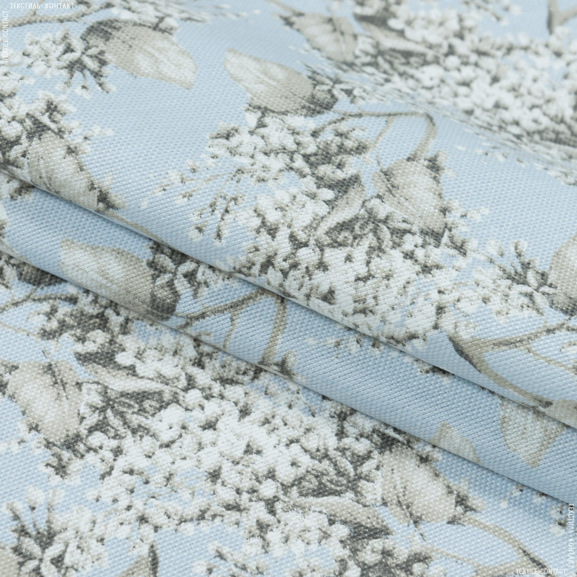 Ткани портьерные ткани - Декоративная ткань  панама идалия сирень/ фон голубой
