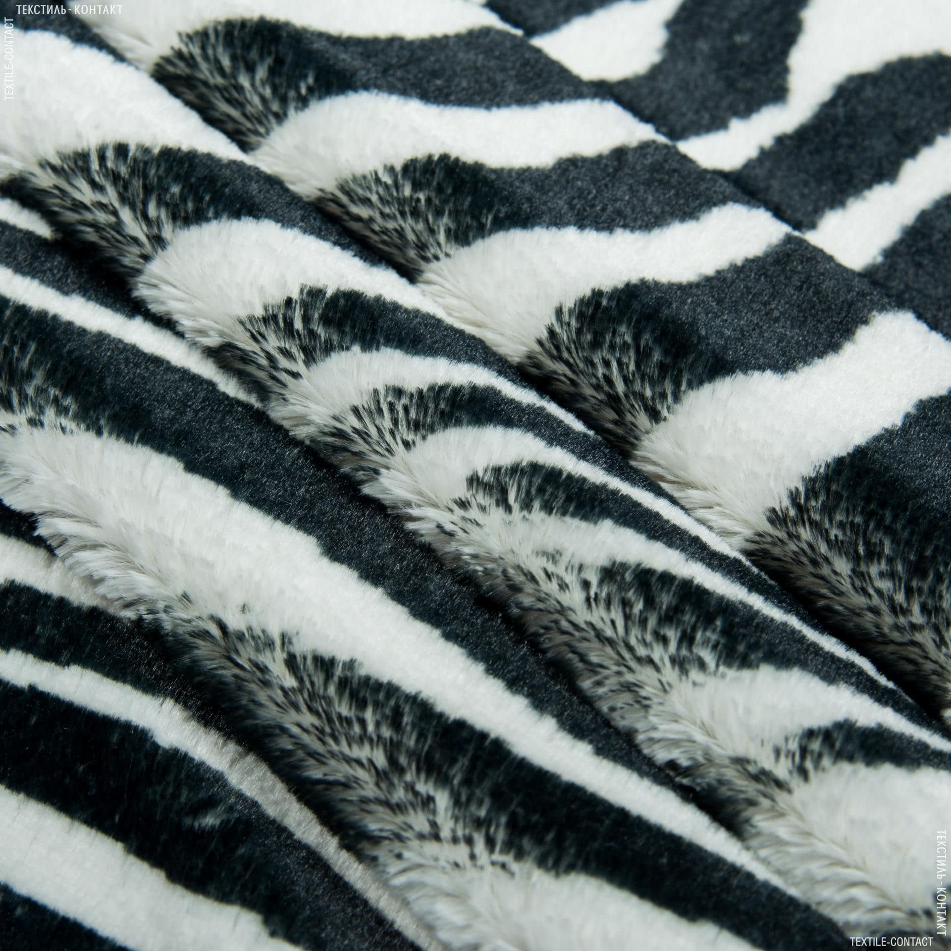 Ткани для верхней одежды - Мех искусственный зебра