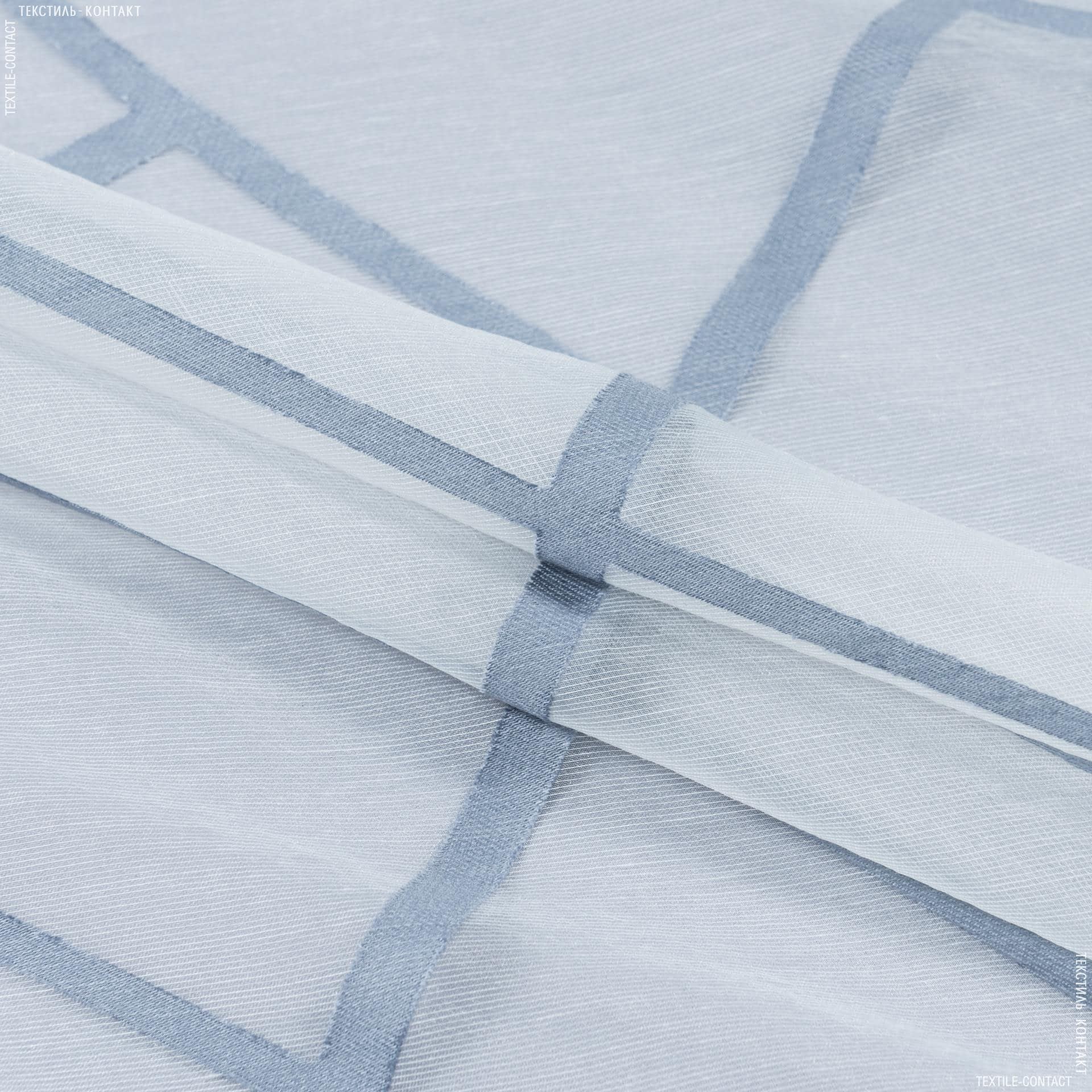 Ткани для тюли - Тюль  лайт-оранза с утяжелителем   ДИЛАРА/ сине-серый