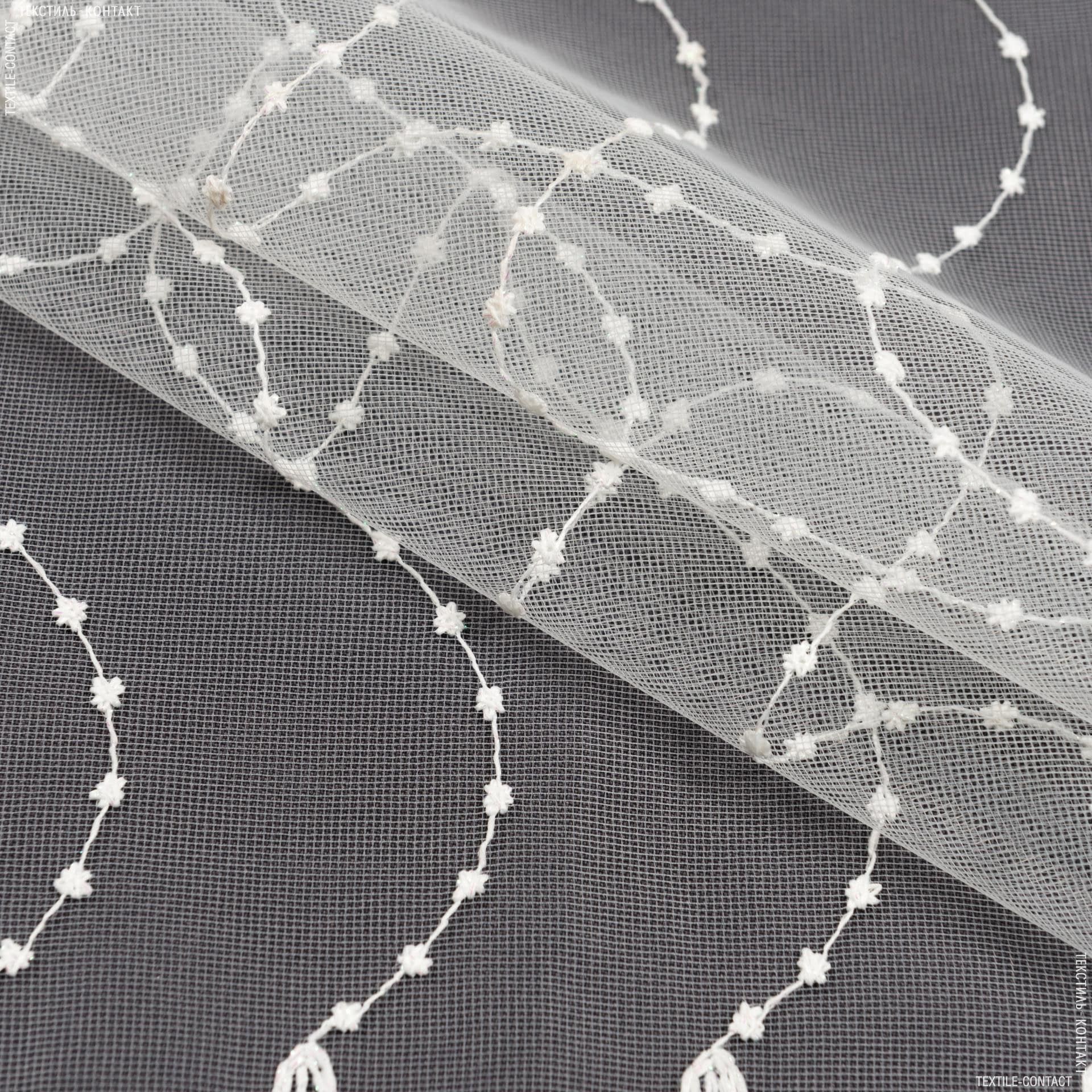 Ткани гардинные ткани - Тюль вышивка   дафния /молочный блеск
