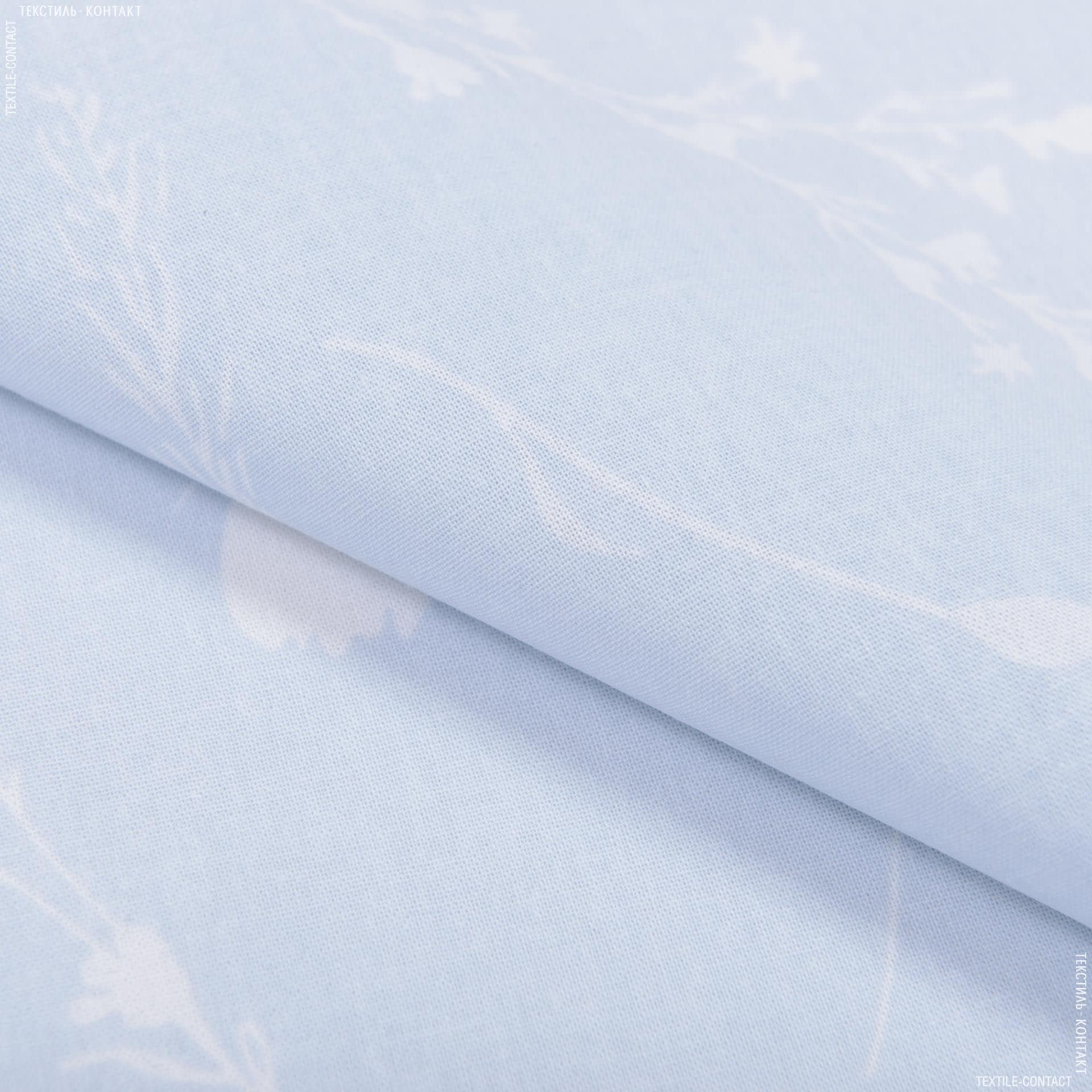 Тканини для постільної білизни - Бязь ТКЧ набивна волошки білі на сіро-блакитному тлі
