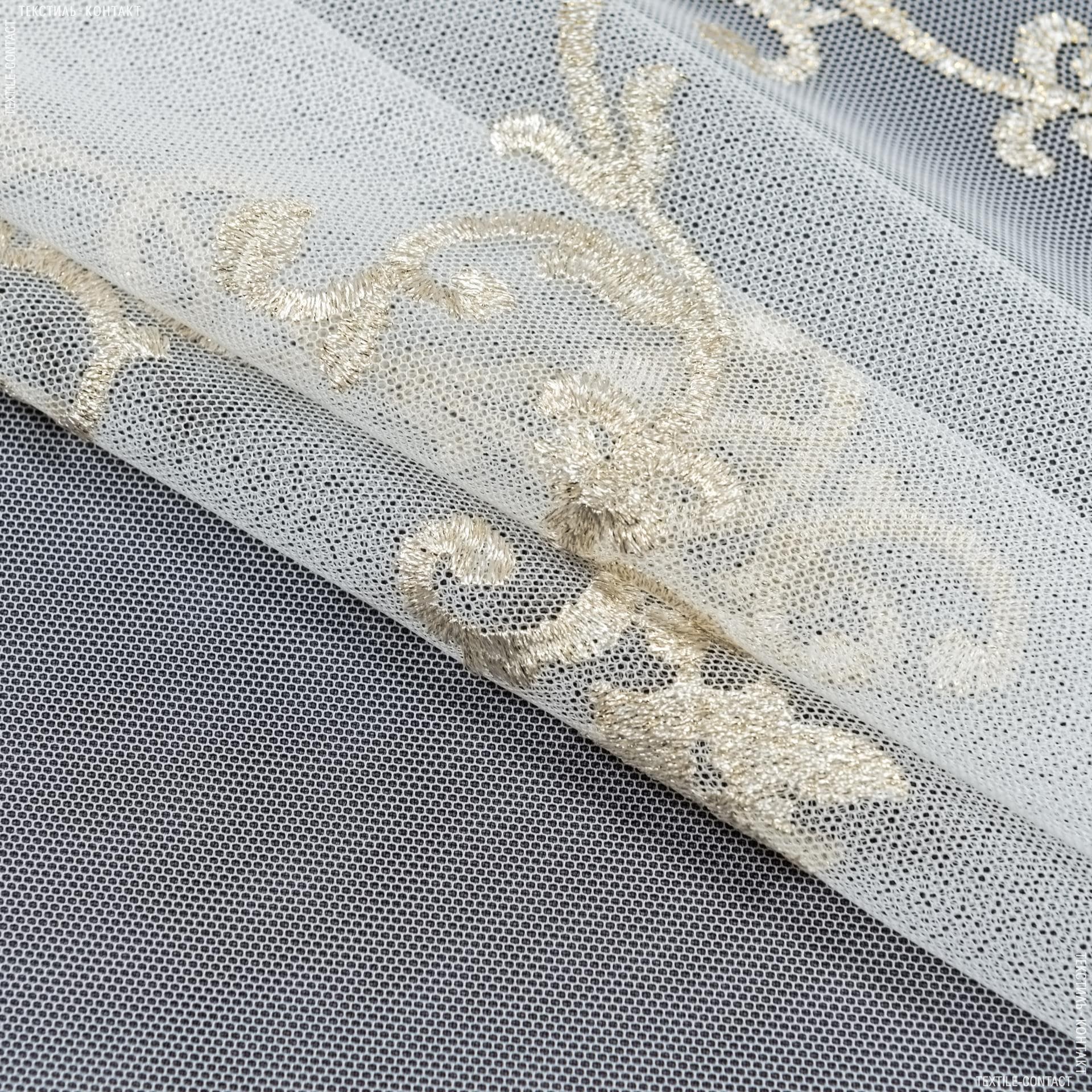 Ткани гардинные ткани - Тюль вышивка   лика  крупный вензель/ /молочный золото