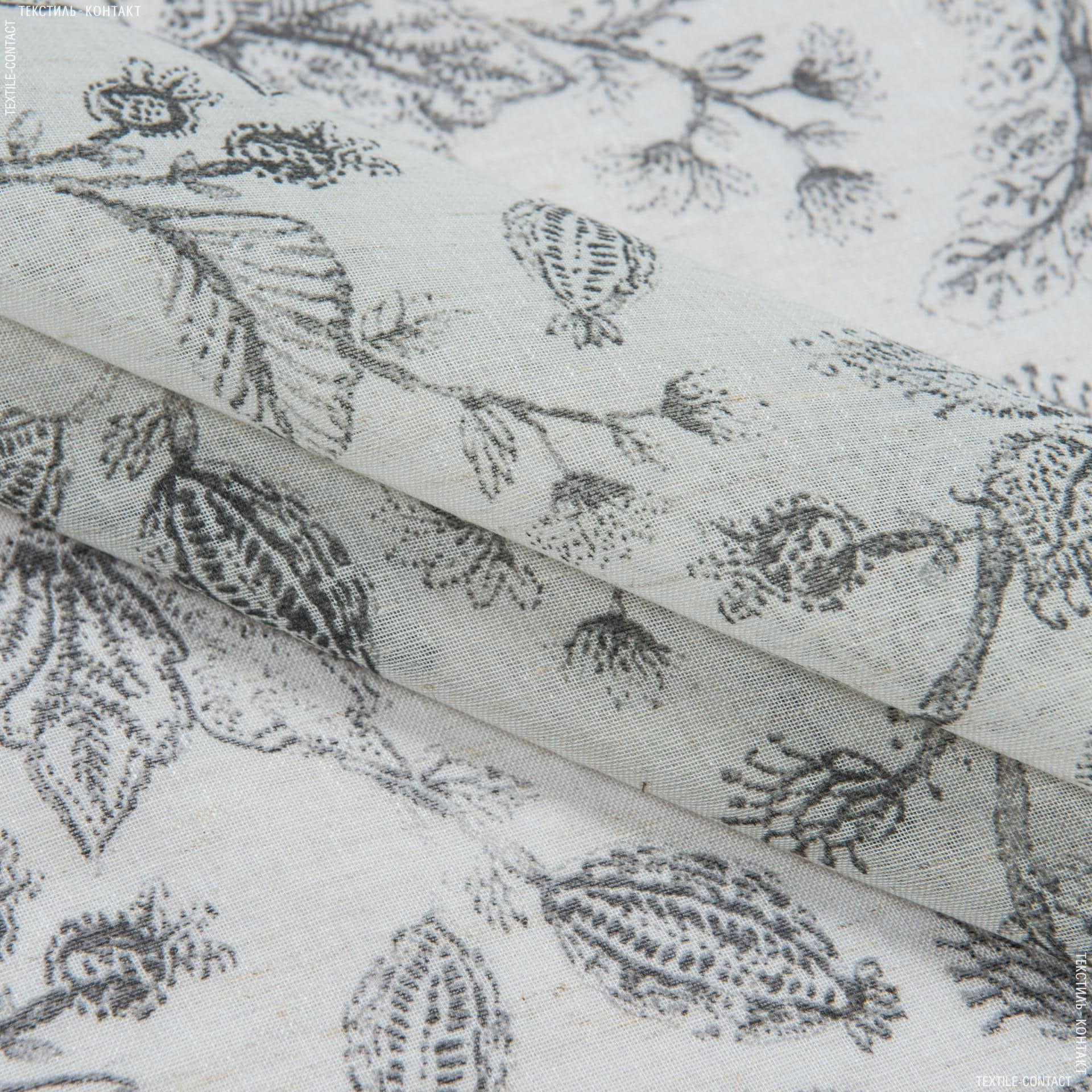 Ткани гардинные ткани - Декоративная ткань  кисея хани цветы серый