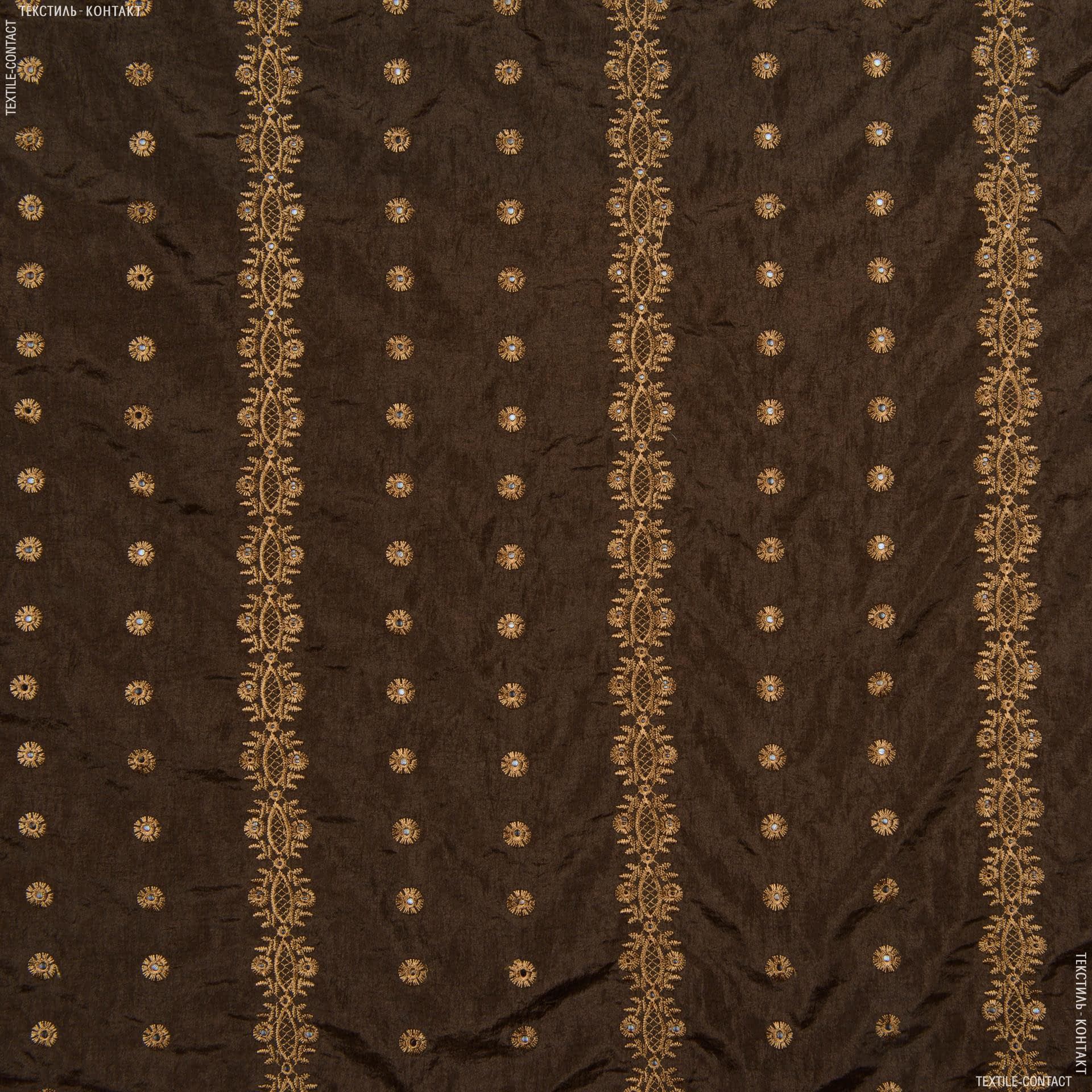 Ткани для платьев - Тафта вышитая шоколадный