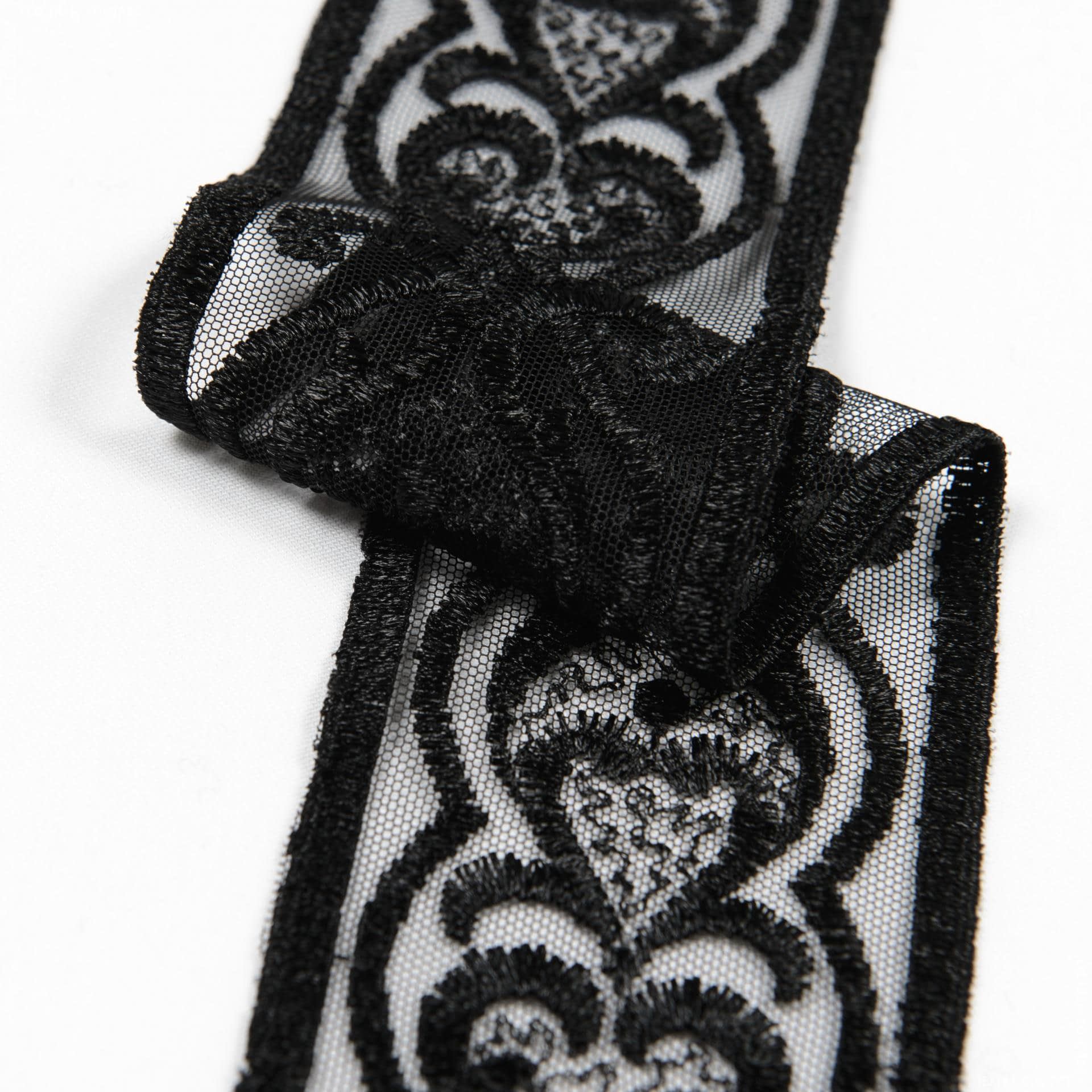 Тканини для білизни - Декоративне мереживо  АВРОРА/ чорний 6.5 см