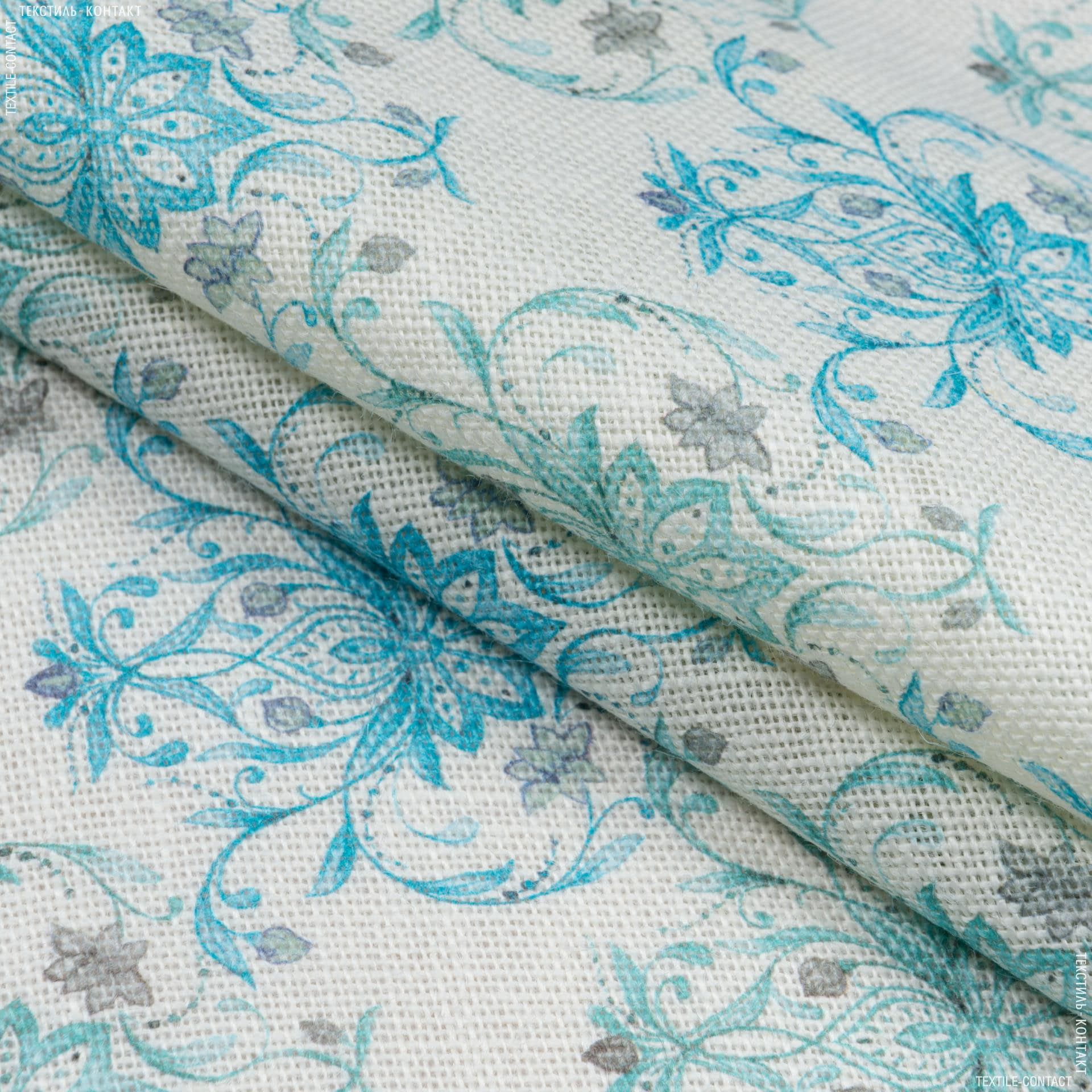 Ткани для сумок - Декоративный  джут кайнари/kinari вензель голубой  сток