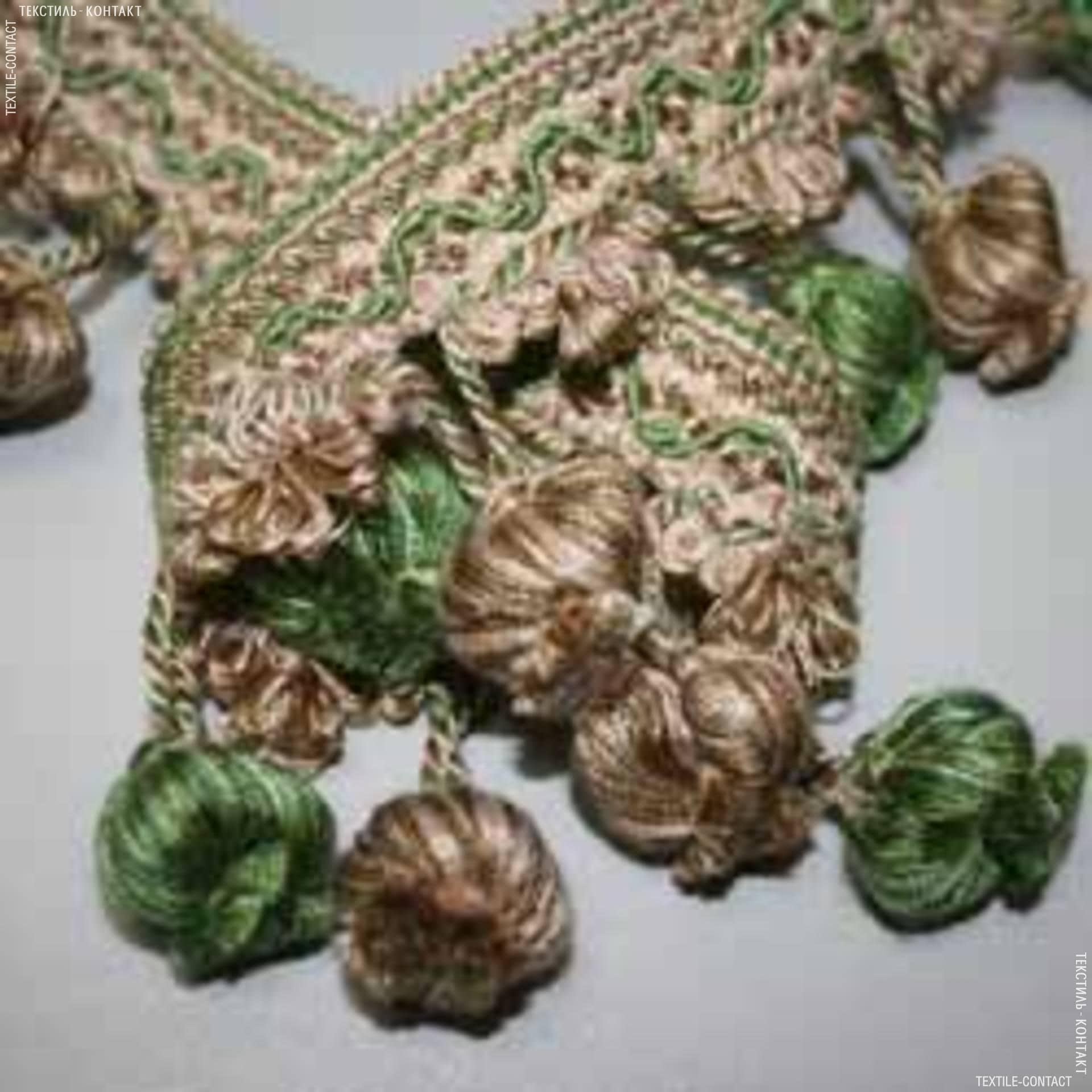 Тканини фурнітура для декора - Бахрома базель китиця беж-зелень