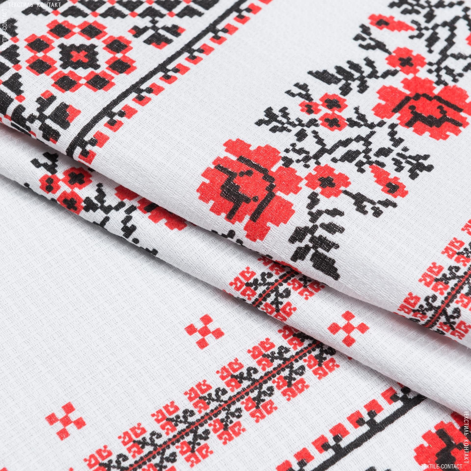 Ткани для полотенец - Ткань полотенечная вафельная набивная орнамент красный