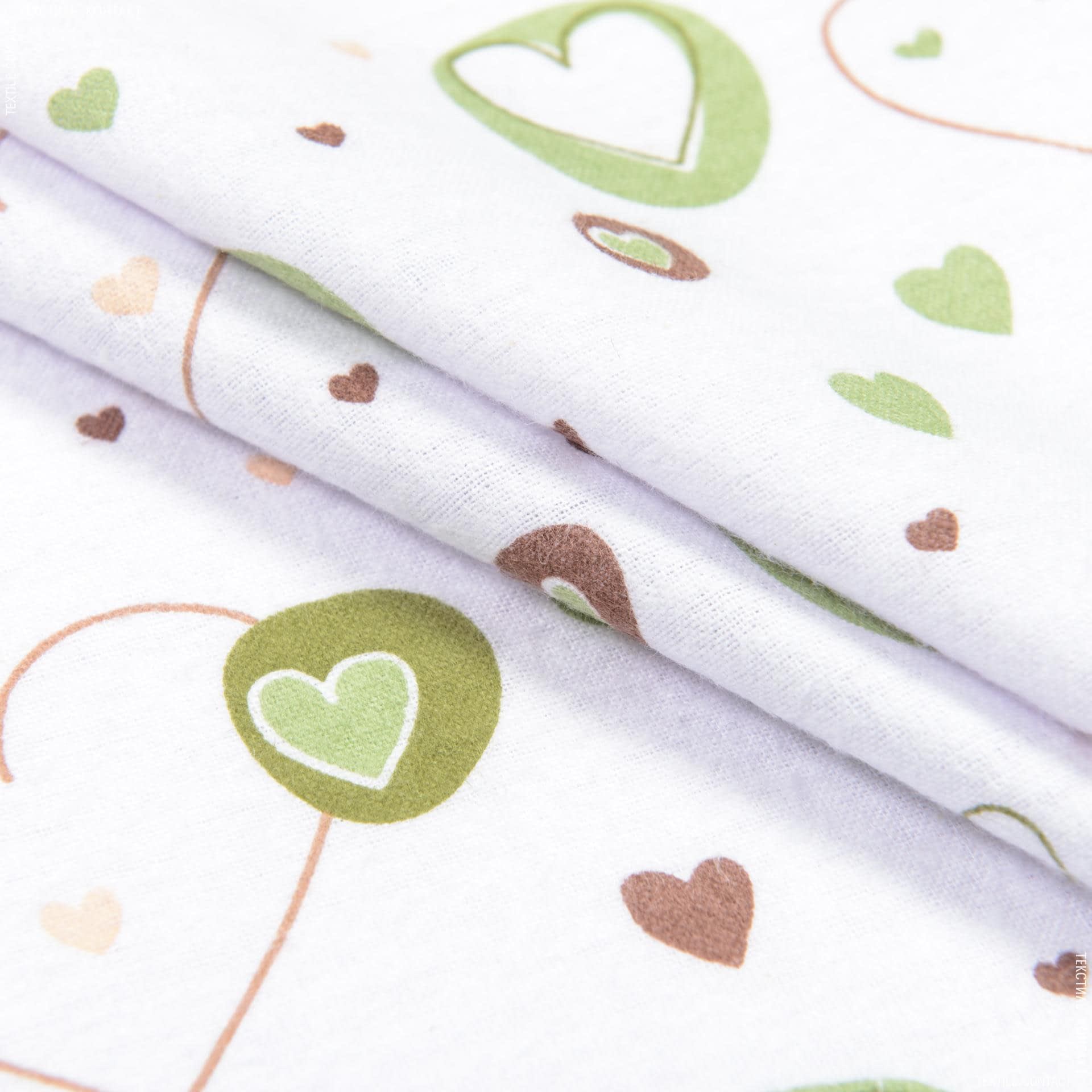 Ткани для детской одежды - Фланель белоземельная детская сердечки