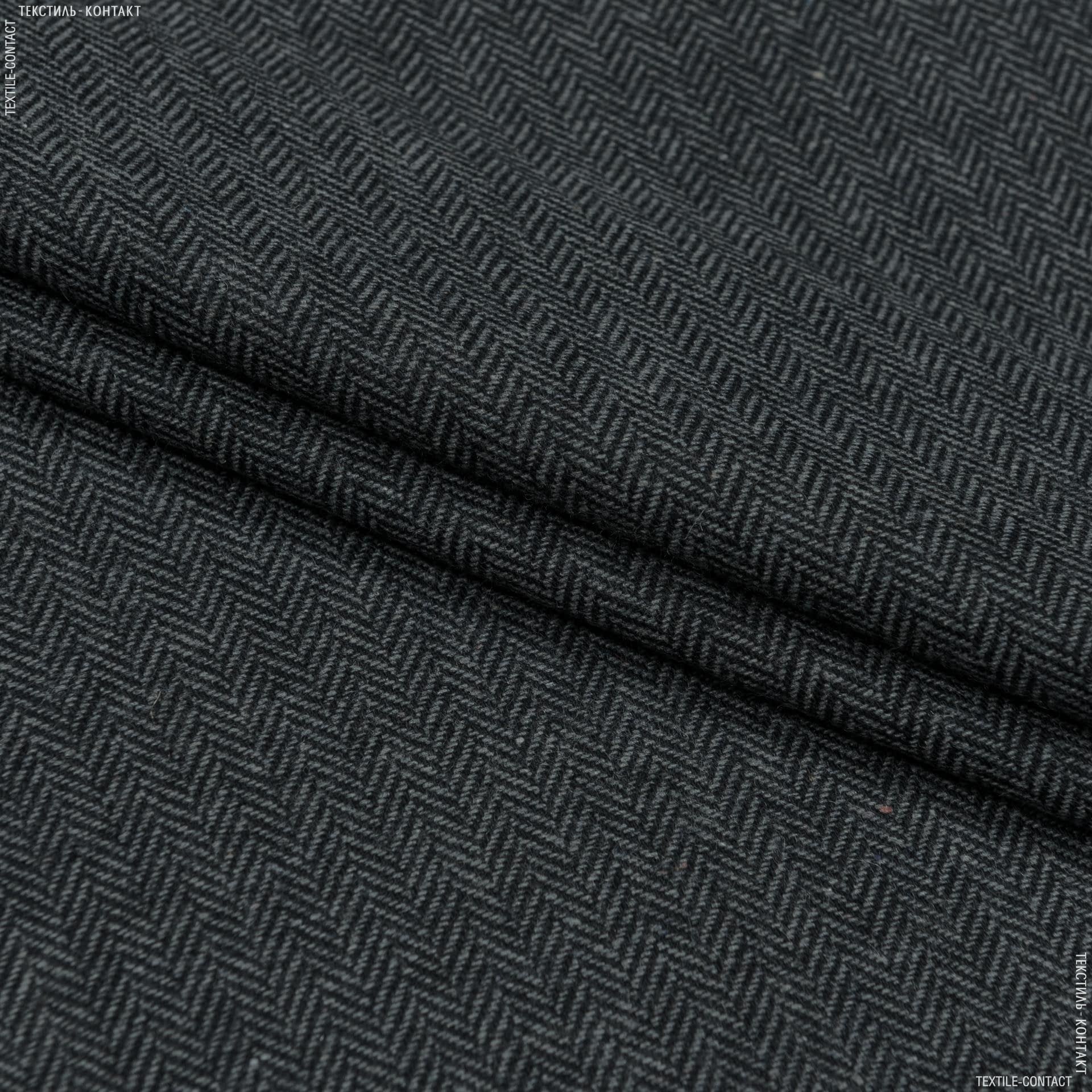 Ткани для брюк - Костюмный твид  елка черный/серый