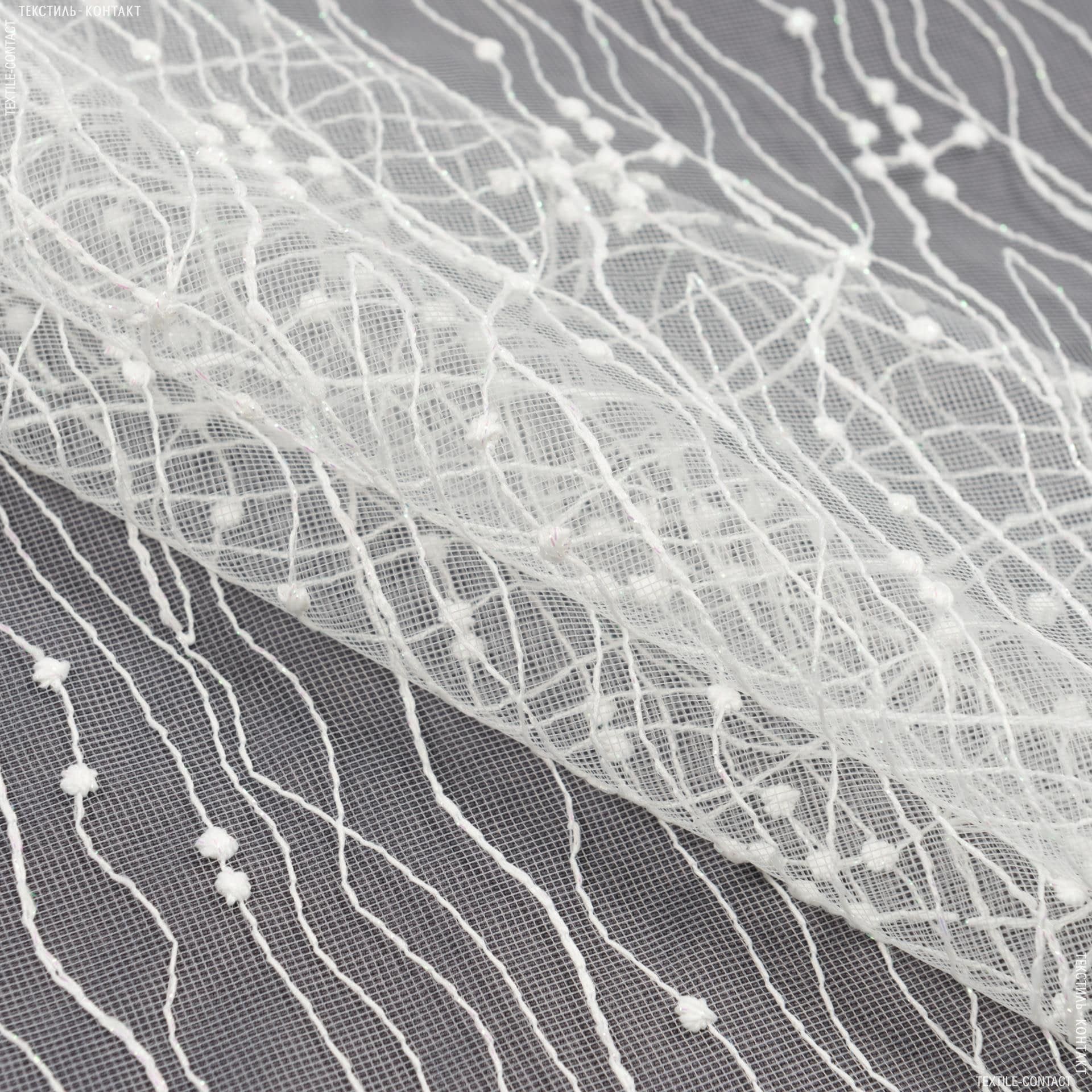 Тканини гардинні тканини - Тюль вишивка деметрія молочний блиск