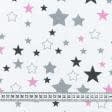 Ткани для детского постельного белья - Бязь набивная Голд  DW звезды розовый