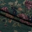 Ткани для декоративных подушек - Гобелен розы гамильтон фон зеленый