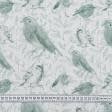 Ткани портьерные ткани - Декоративная ткань лонета   птицы / фон молочный, зеленый