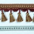 Тканини фурнітура для декора - Бахрома імеджен китиця бордо-золото