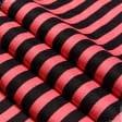 Тканини для штанів - Котон стрейч у смужку чорно-коралову