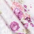 Ткани для драпировки стен и потолков - Декоративная ткань сатен принт  розы сирень