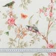 Ткани портьерные ткани - Декоративная ткань  цветы колибри фон молочный