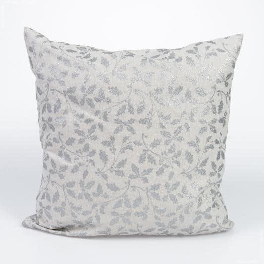 Тканини для подушок - Чохол на подушку новорічний Ніпі листочки колір срібло 45х45см (145039)