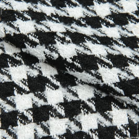 Тканини для пальт - Пальтова рогожка пепіта чорно-біла