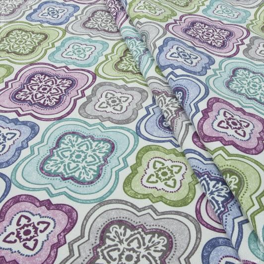 Тканини для декору - Декоративна тканина панама Кема фиолетовий, синій, зелений