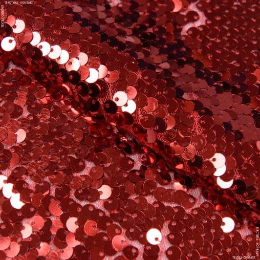 Тканини для суконь - Сітка з червоними паєтками
