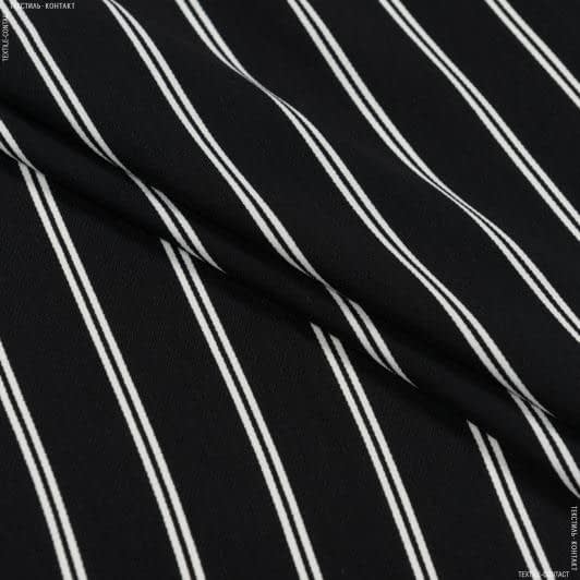 Тканини креп - Костюмний креп подвійна смужка на чорному