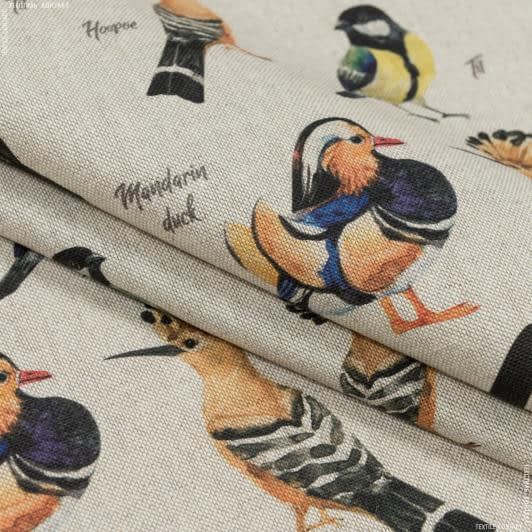 Тканини портьєрні тканини - Декоративна тканина Птахи /AVES DIGITAL фон натуральний