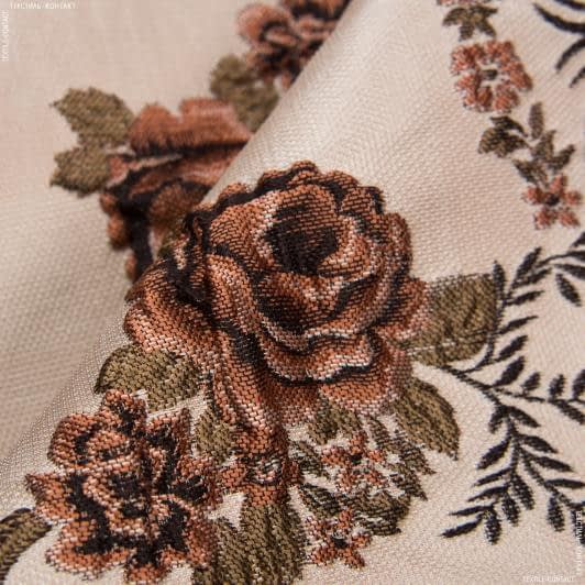 Ткани для штор - Декор Паула цветы терракот