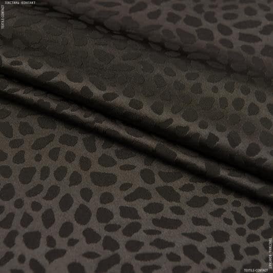 Тканини атлас/сатин - Атлас лайт стрейч жакард леопард темно-коричневий