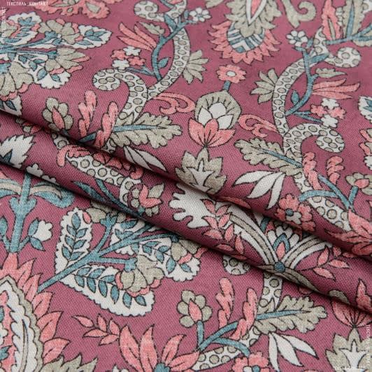 Тканини для римських штор - Декоративна тканина Орнамент фон т. рожевий