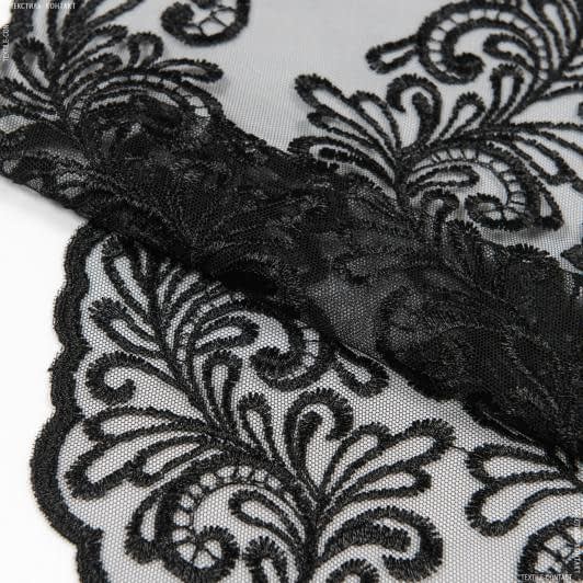 Тканини ритуальна тканина - Декоративне мереживо Алана чорний 19 см