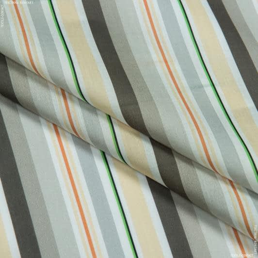 Тканини для суконь - Батист Сapperoj принт смужки помаранчеві/сірі/зелені