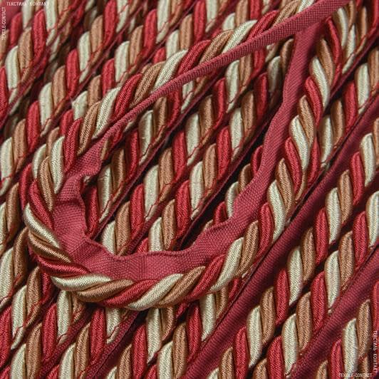 Тканини шнур декоративний - Шнур окантовочний Глянцевий колір бордовий, бежевий, коричневий d =9 мм