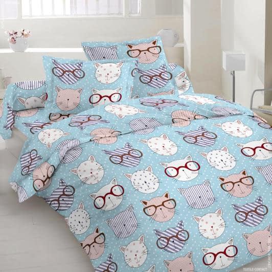 Ткани для детского постельного белья - Бязь набивная голд DW коти в очках