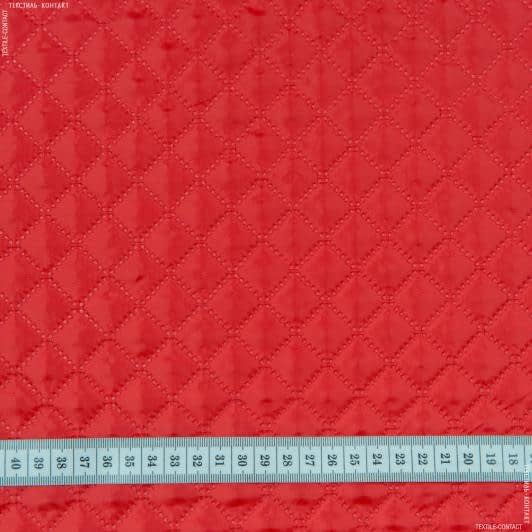 Тканини для курток - Підкладка 190Т термопаяна з синтепоном 100г/м  2см*2см червона