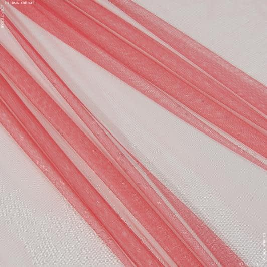 Ткани гардинные ткани - Тюль сетка  мини Грек цвет  ярко коралово-красный